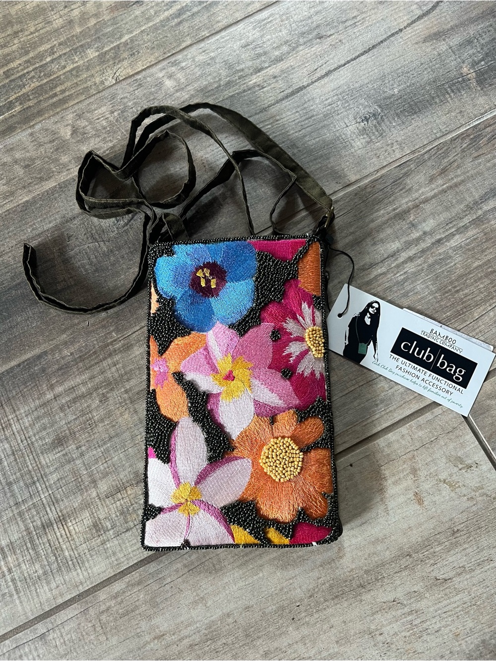 Club Bag Floral Beaded Crossbody Pouch - Multicolor